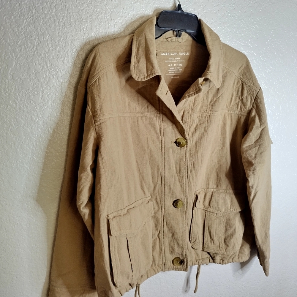 American Eagle Spec Button Down Drawstring Shaket… - image 2